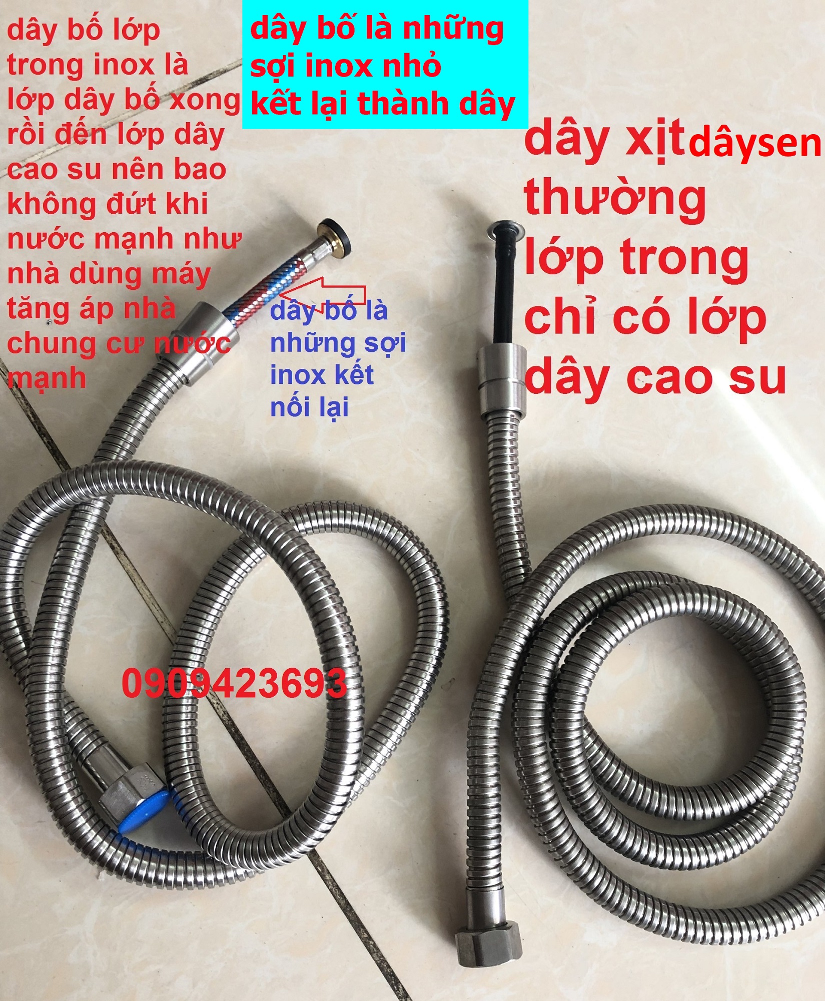 [HCM]{dây bố 3 lớp} Dây xịt vệ sinh dây sen không bị đứt đặc biệt dành cho nhà nước mạnh Dây xịt vệ sinh bằng những sợi inox nhỏ kết lại lớp này dây xịt thường không có