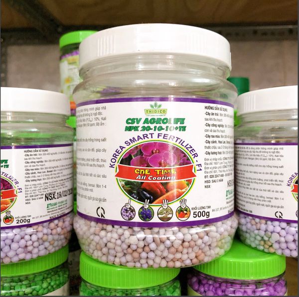 Phân tan chậm thông minh Hàn Quốc Agrolife 20-10-10+TE hũ 500gr