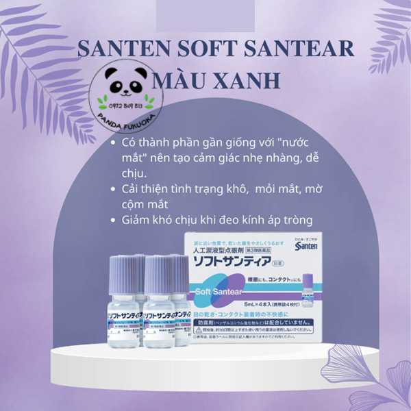 Nước Mắt Nhân Tạo Soft Santear 5ml - Nội địa Nhật - ngăn ngừa, giảm nhanh căng mỏi mắt, khô mắt, chảy nước mắt hiệu quả Panda fukuoka hàng nội địa Nhật