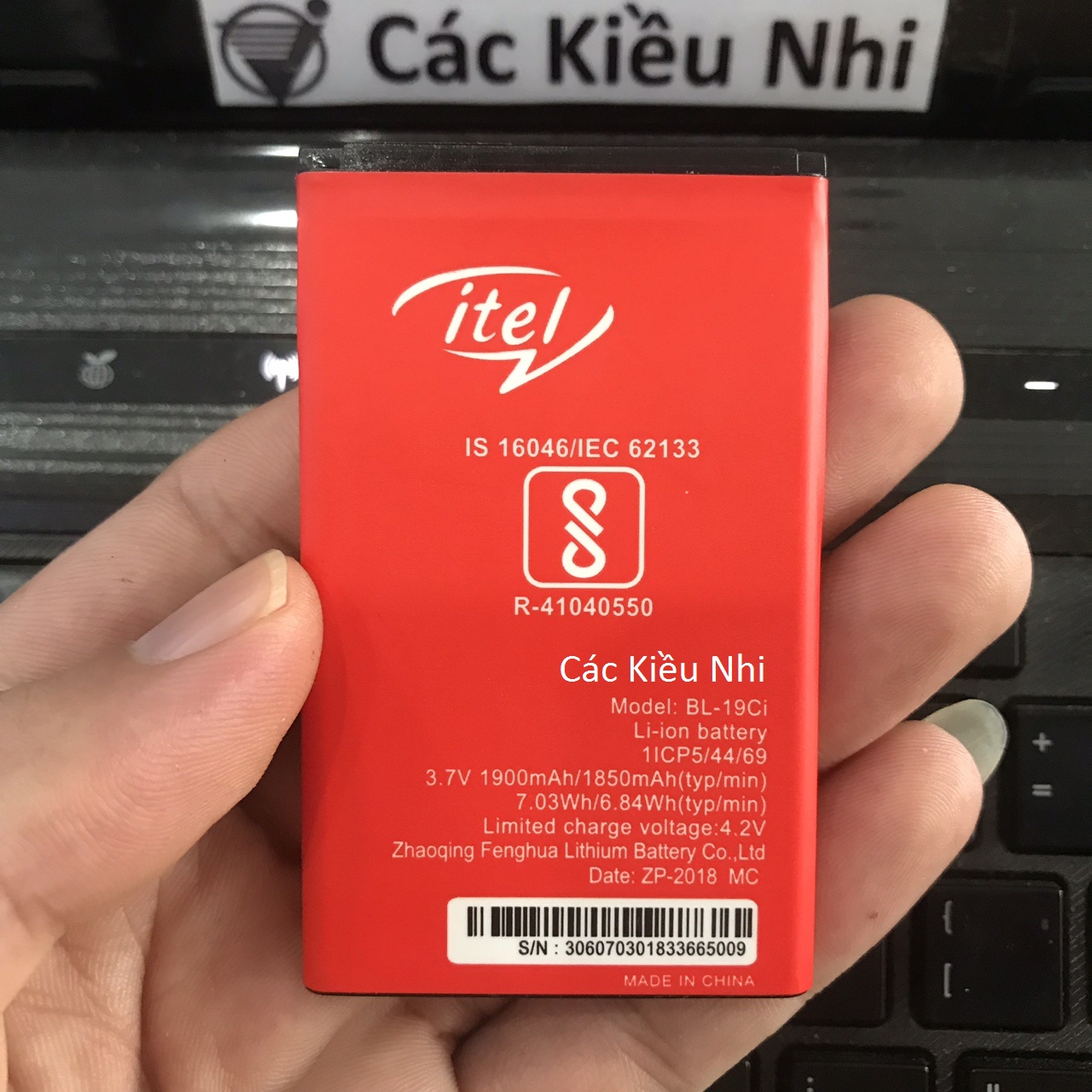 Pin iTel BL-19Ci	IT2590 IT5232 IT5250 IT5311 IT7100	1900mAh 3.7V 7.03Wh