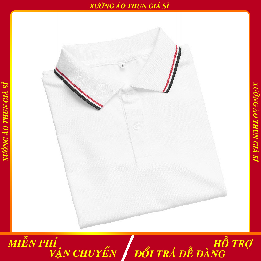 Áo Thun Có Cổ Nữ Vải Cá Sấu Thái Màu Trắng (Có size áo cho trẻ em)