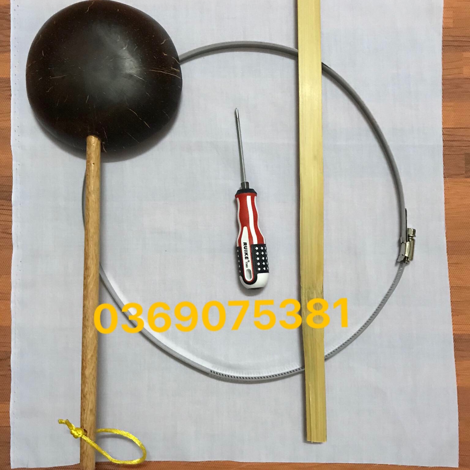 Bộ dụng cụ tráng bánh cuốn đầy đủ gáo, vải, dây inox, đũa lấy bánh