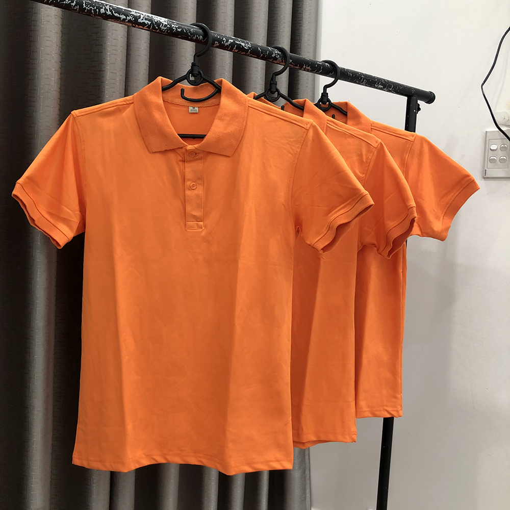 [HOÀN TIỀN ĐẾN 15%]Áo Thun Nữ Và Nam Có Cổ Cá Sấu Màu Cam Form Rộng Vải Dàu Min Co Dãn Không Xù Lông