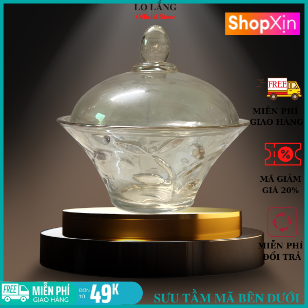 Thô Thủy tinh đựng bánh kẹo mứt dạng pha lê sáng bóng với họa tiết độc đáo cao cấp