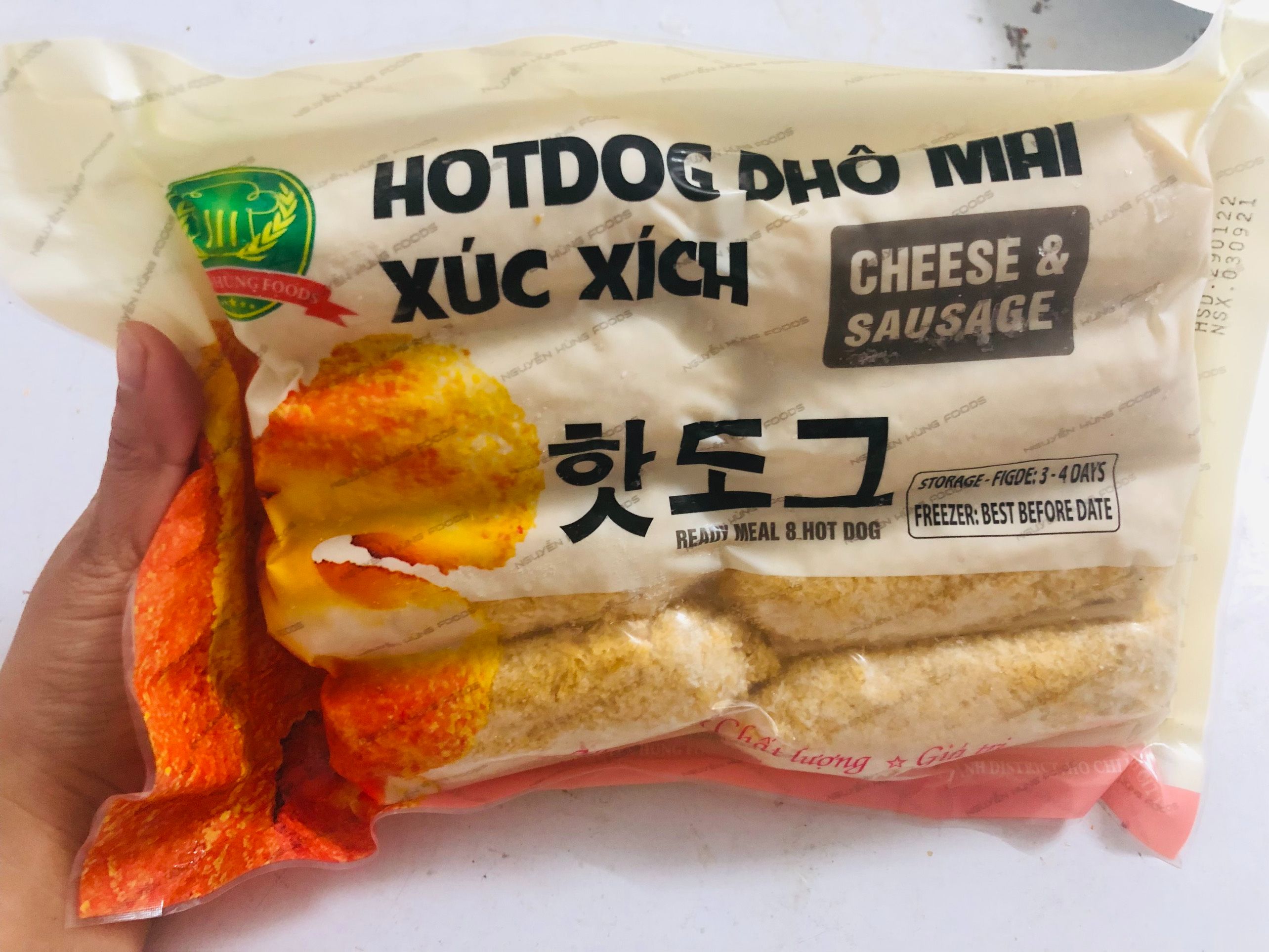 Hotdog phô mai gói 8 cây
