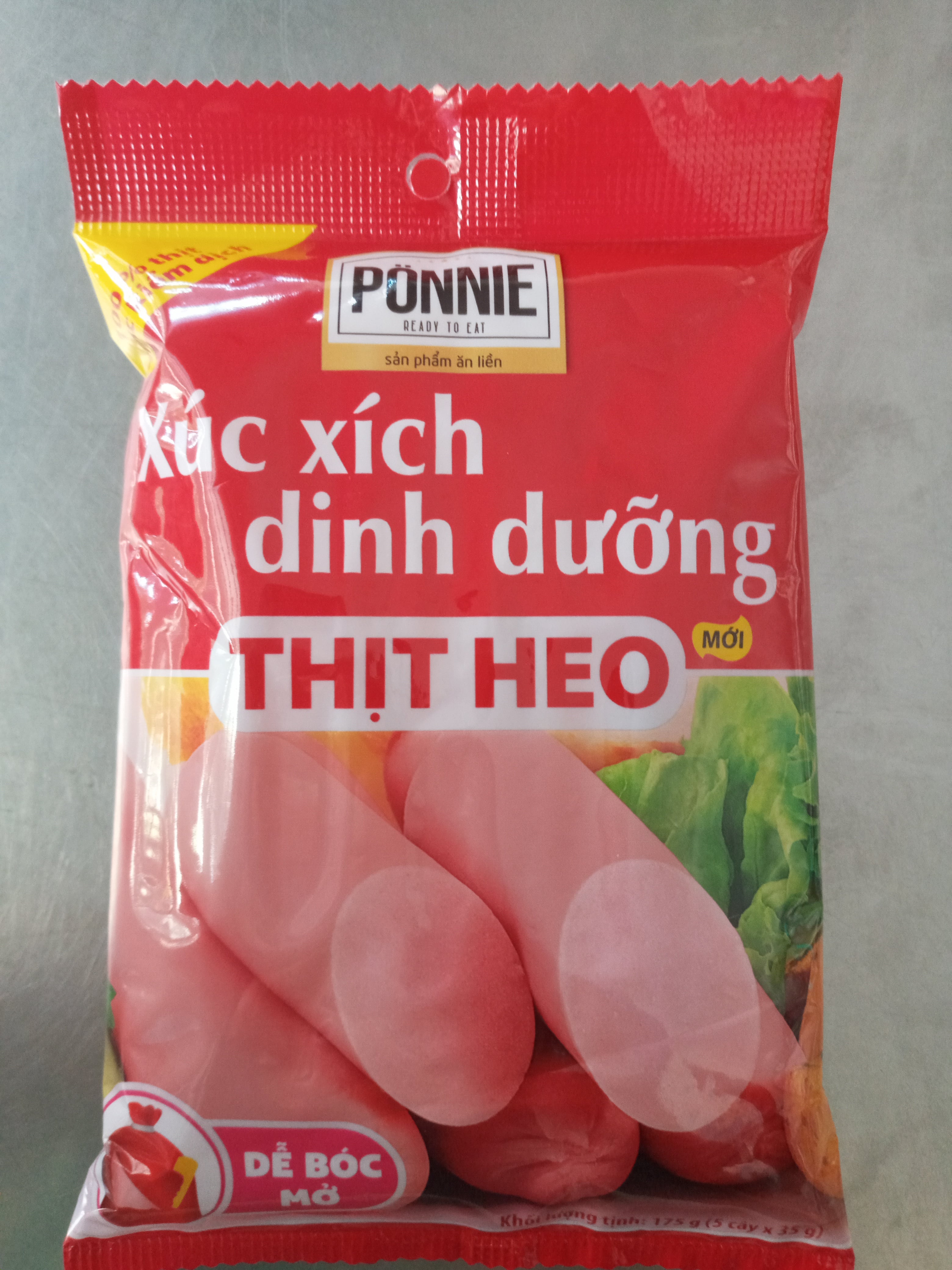 Xúc Xích Dinh dưỡng Thịt Heo PONNE gói 175g (5cây *35g)