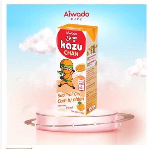 Aiwado Kazu Chan - Sữa trái cây Cam tự nhiên, sữa hộp, sữa trái cây cho bé