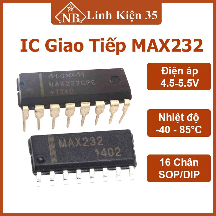 IC giao tiếp Max232 DIP16 / SOP16 chống nhiễu cao