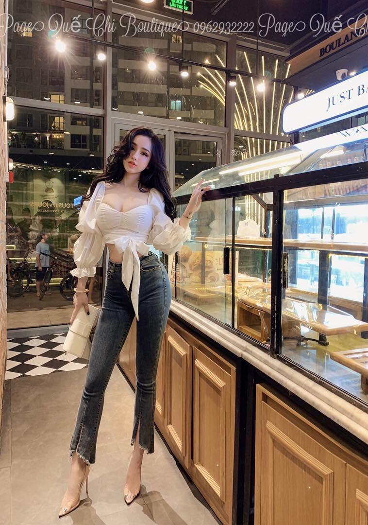Áo nữ tay phồng cột nơ eo gợi cảm