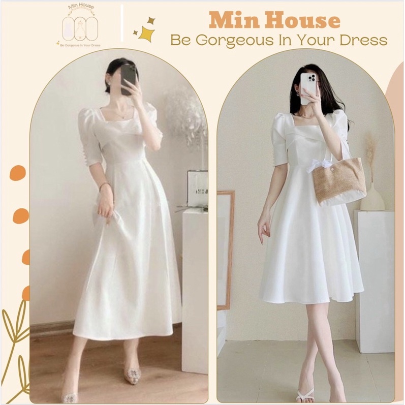 Cho thuê váy trắng dáng dài LARMES – Hizu Dress Up