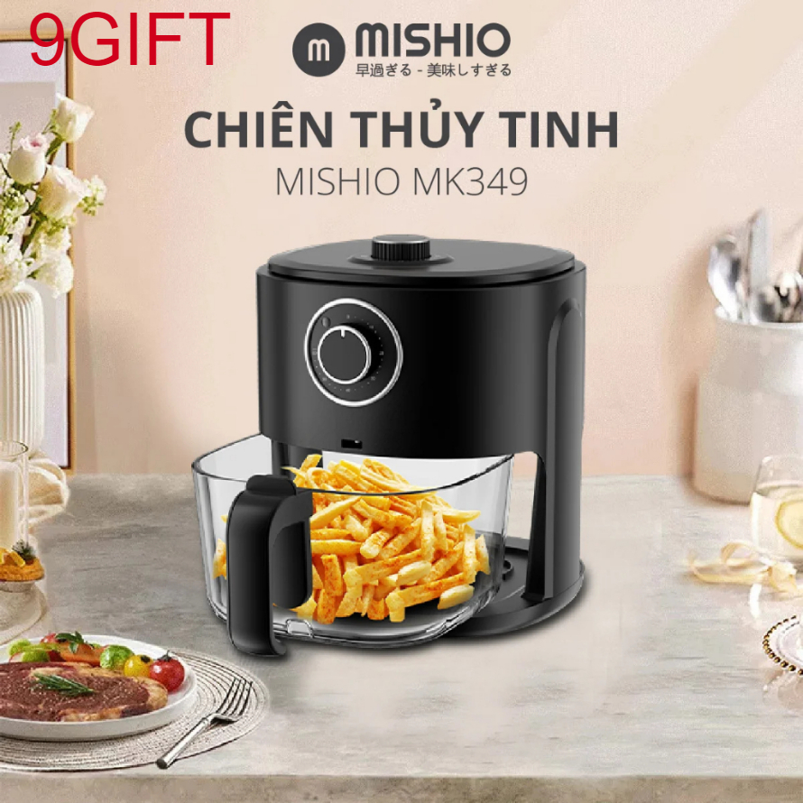 Nồi chiên không dầu thuỷ tinh 6L Mishio MK349 không sợ bonɡ tróc gỉ sét khay chiên