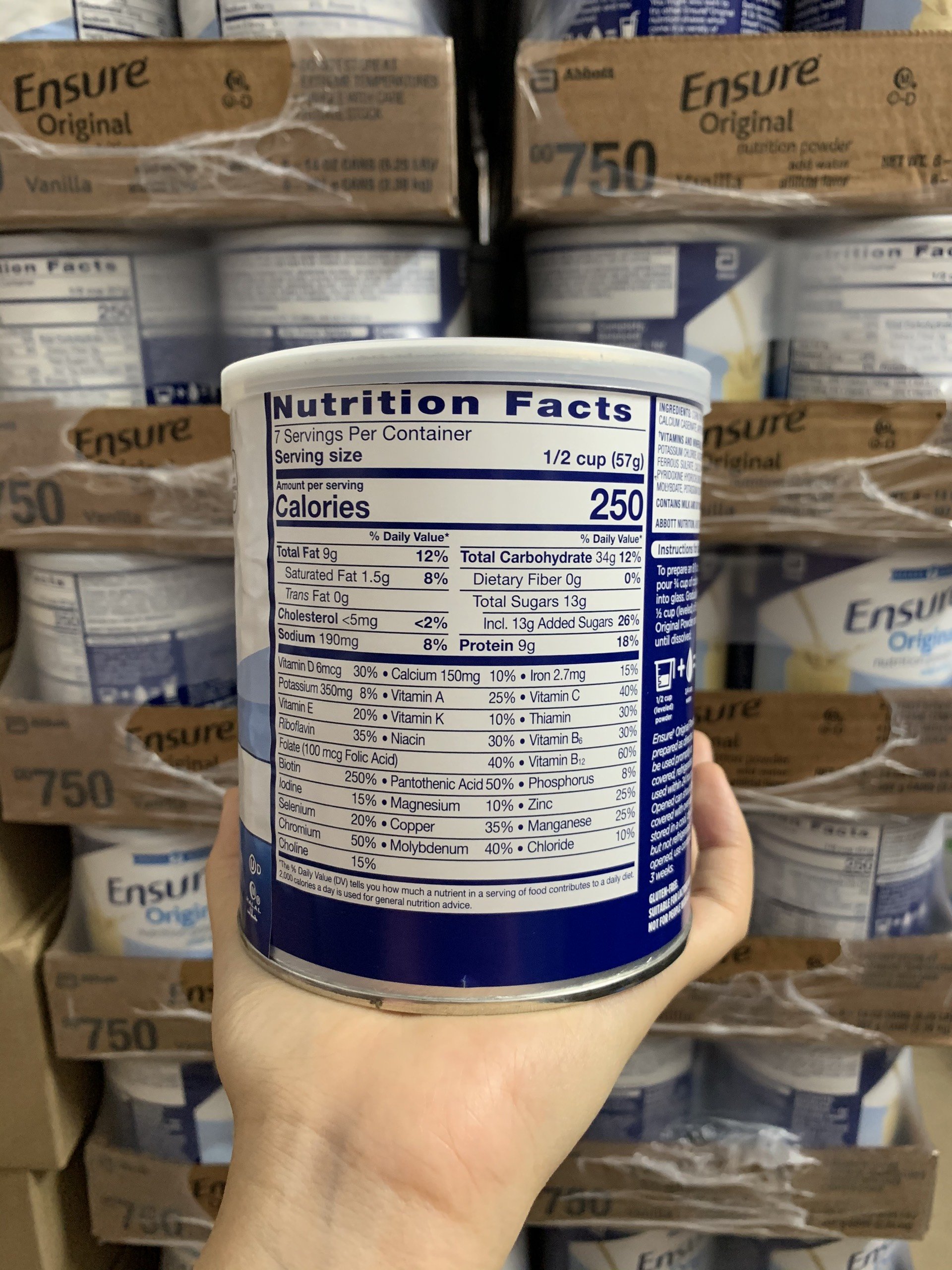 Combo 6 Lon Sữa Bột Ensure Original Nutrition Powder 400G Mỹ
