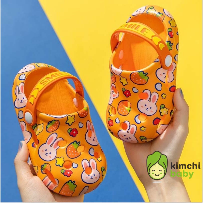 DÉP SỤC CHO BÉ TRAI, BÉ GÁI HỌA TIẾT KHỦNG LONG BUNNY CHALK BEAR SMILE SIÊU NHẸ, SANDAL TRẺ EM MÙA HÈ DTE10