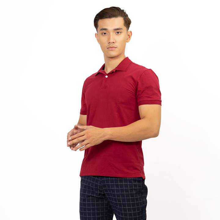 Áo thun nam cổ Polo nam NOVELTY màu đỏ đô NATMMDMCSR191162N