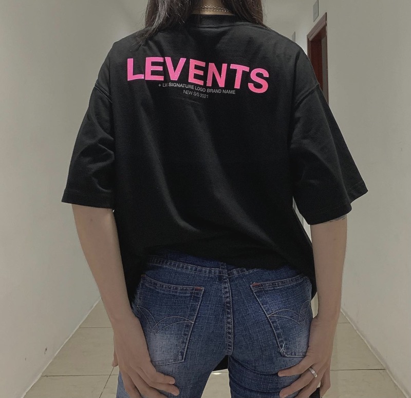 [DF]LEVENTS® Áo thun XL "LẤP LÁNH" LOGO BLACK / PINK