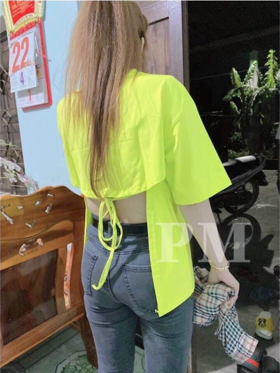 Áo thun kiểu form rộng hở lưng cột dây siêu hot