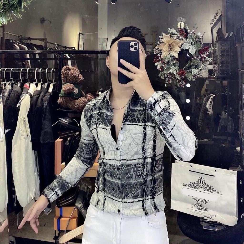 Áo So mi Nam 3D LỤA TRƠN CAO CẤP BI Hoa VĂN Thời Trang XUMON DR02