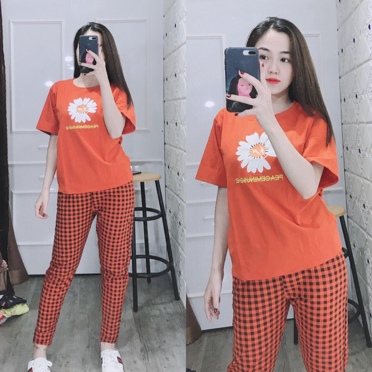 SET BỘ ĐỒ MẶC NHÀ HỌA TIẾT BÔNG HOA CỰC ĐẸP