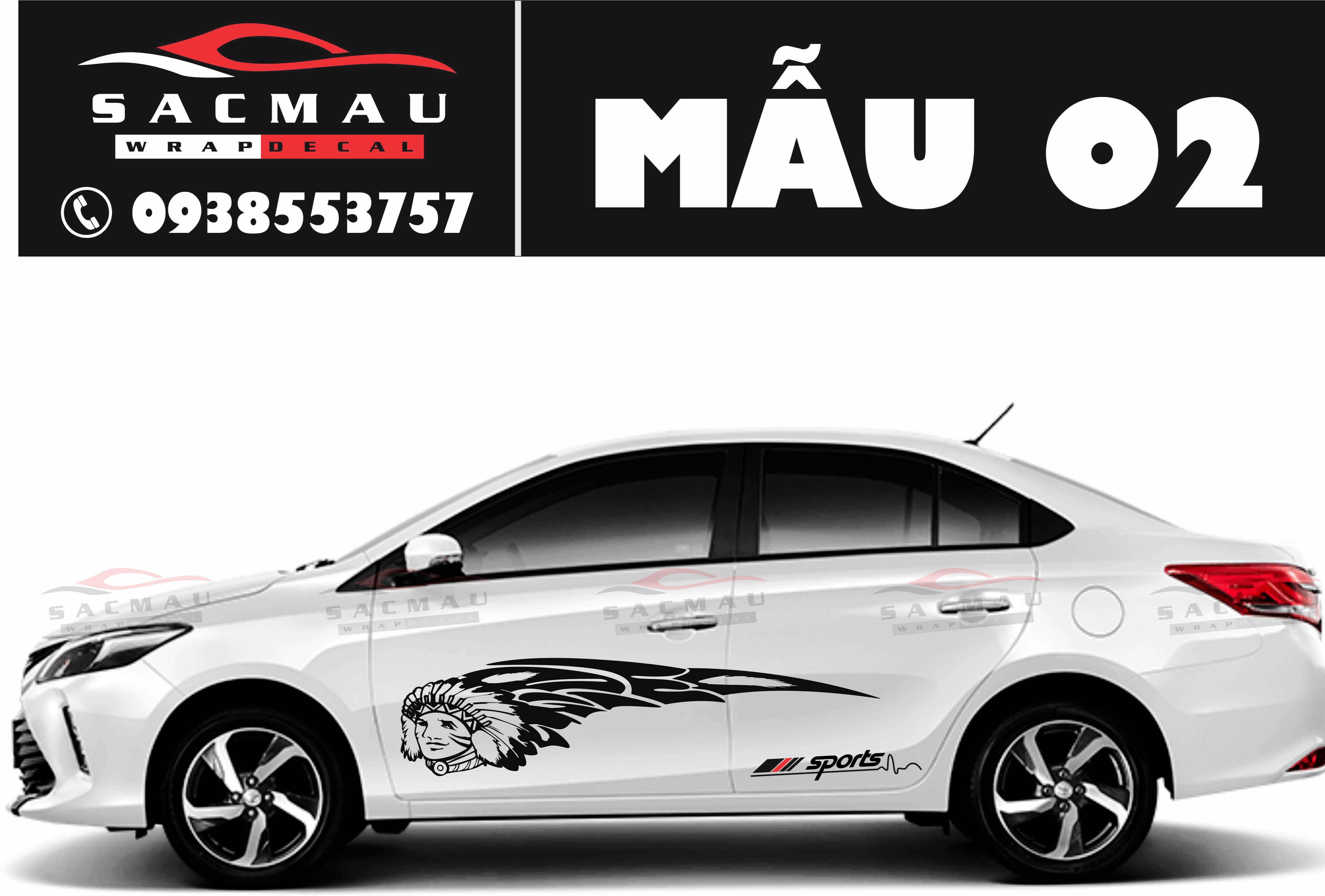 tem dán xe toyota vios, bộ sản phẩm đủ 2 bên ms03