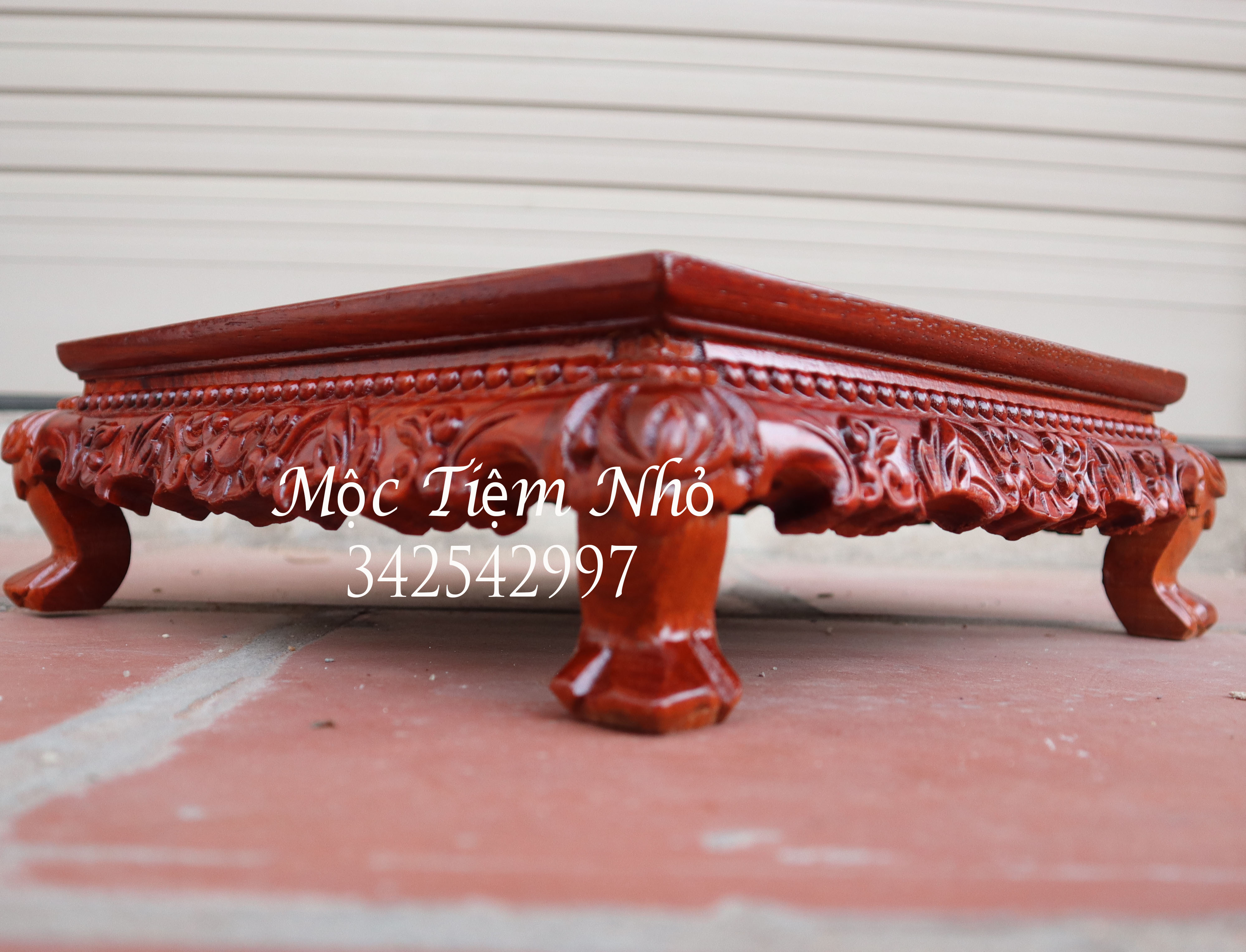 (Phim)Kỷ rồng gỗ hương đôn chân rồng đế kê chậu hoa rồng cao 8cm