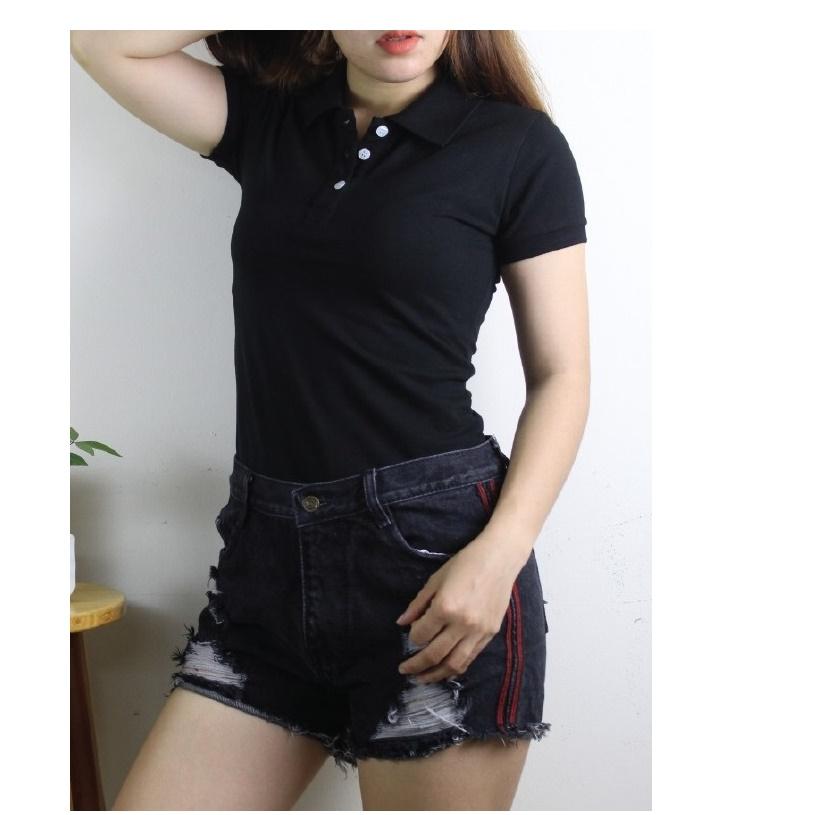 ÁO THUN P0-LO  CÁ SẤU CỔ TRỤ  MÀU ĐEN  TAY NGẮN NAM / NỮ CAO CẤP  CHẤT XỊN 11