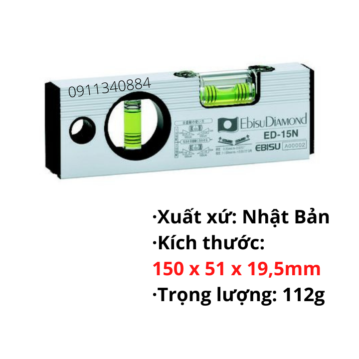 Thước thủy cao cấp vivo cân bằng dài 150mm EBISU Nhật Bản - thước vivo Nhật - thước thủy cân bằng - thước thủy điện tử - thước thủy giá rẻ - thước thủy laser - thước thủy mini
