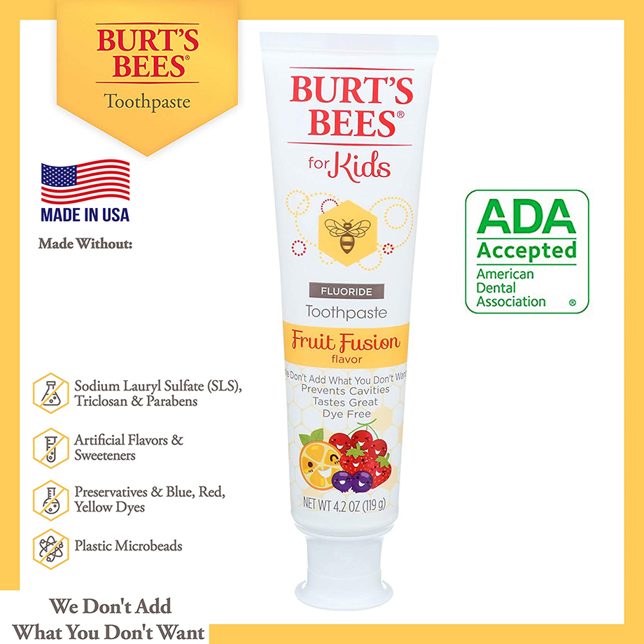 Kem đánh răng cho bé Burts Bees và Toms of Manie - Burts Bees Made in USA