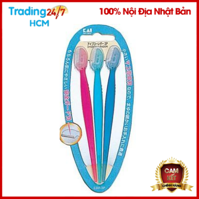 Set 3 dao cạo lông mày cán dài KAI nội địa Nhật Bản