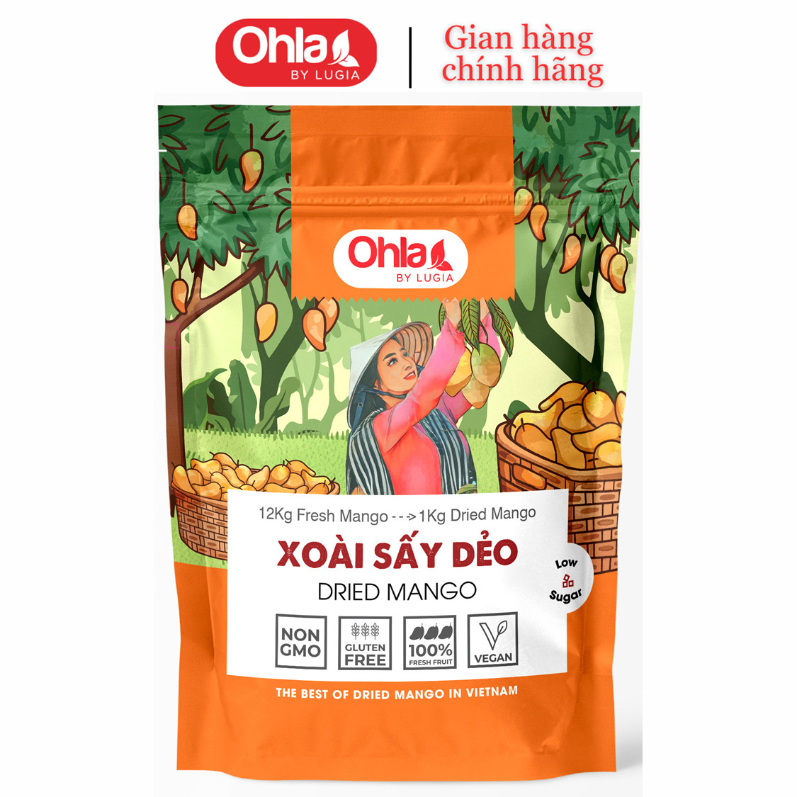 Xoài sấy dẻo Ohla 1kg ( túi mới, x2)
