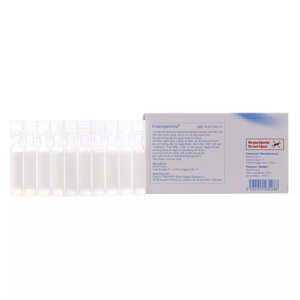 Men vi sinh Enterogermina hộp 20 ống