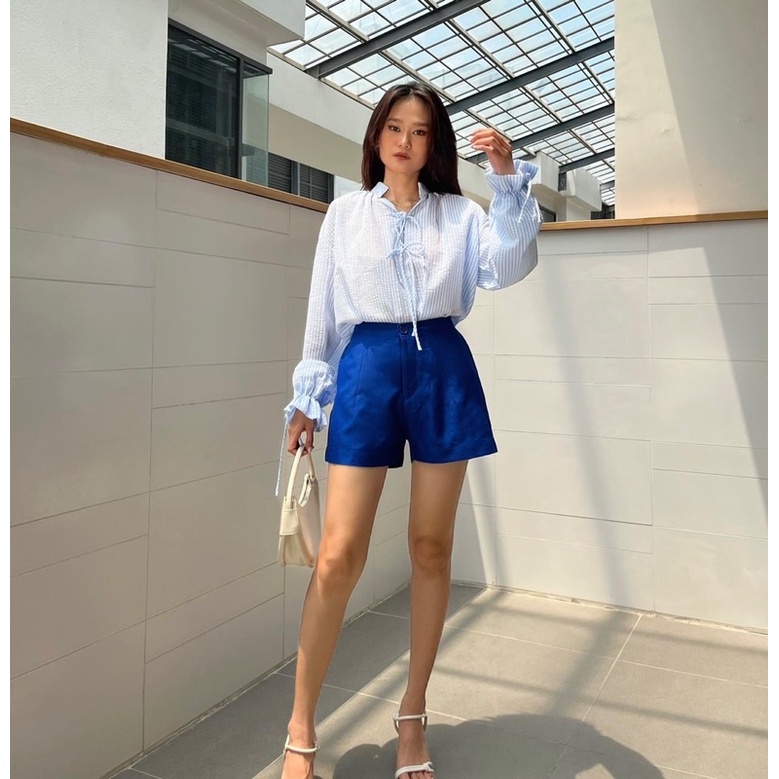 [Nhập mã LAZFASHION34-giảm 15% tối đa 99k/600k]SAP - Áo Babydoll Oversize cổ trụ cột nơ
