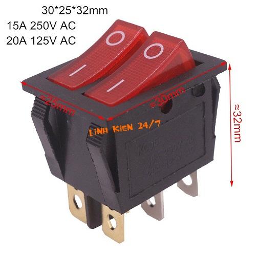 Công tắc bập bênh đôi 20a-có đèn kcd6