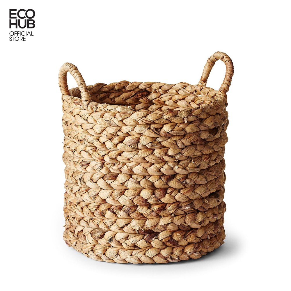 Giỏ lục bình ecohub tròn trồng cây / decor / đựng đồ có tay cầm, | eh038
