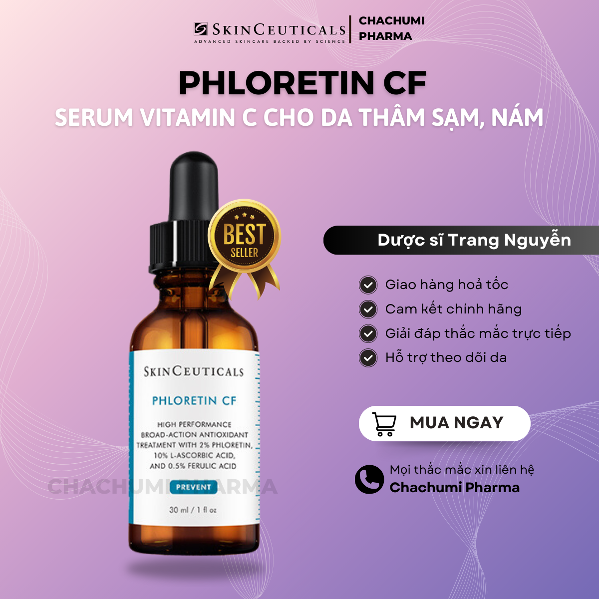 Serum skinceu giảm thâm mụn, nám, tàn nhang phloretin cf 50ml