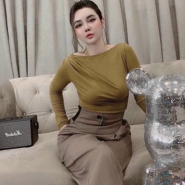 Áo nhún lệch vai hot