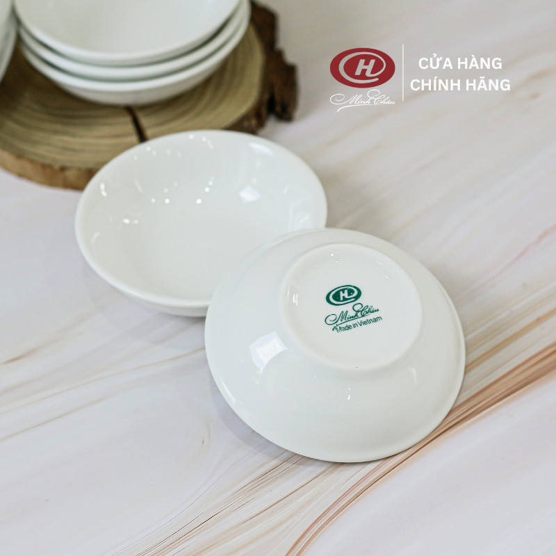 Bộ 6 Đĩa Chấm Trắng Trơn 8cm - Sứ Minh Châu