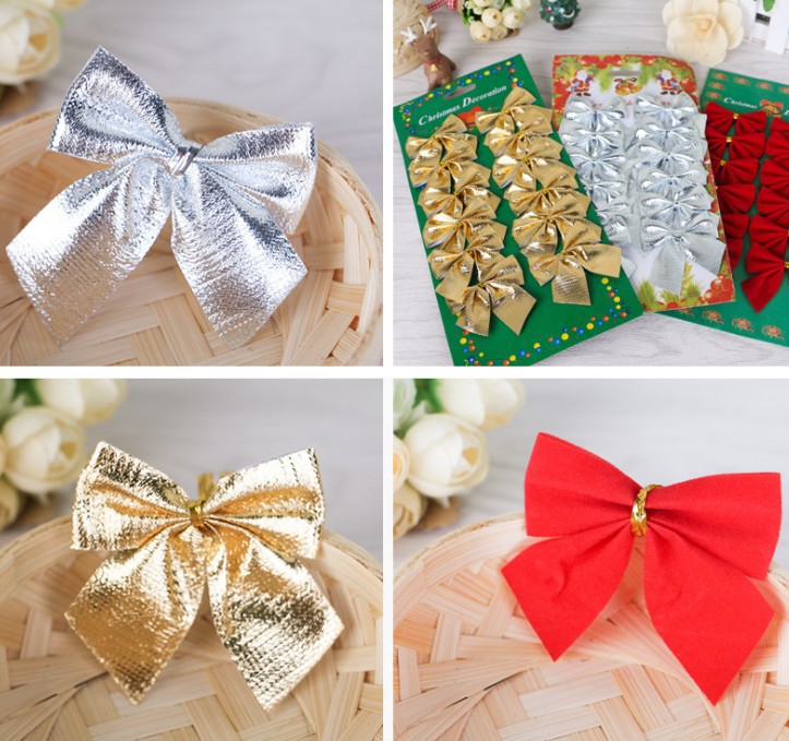 Bộ 12 nơ trang trí giáng sinh, trang trí cây thông noel