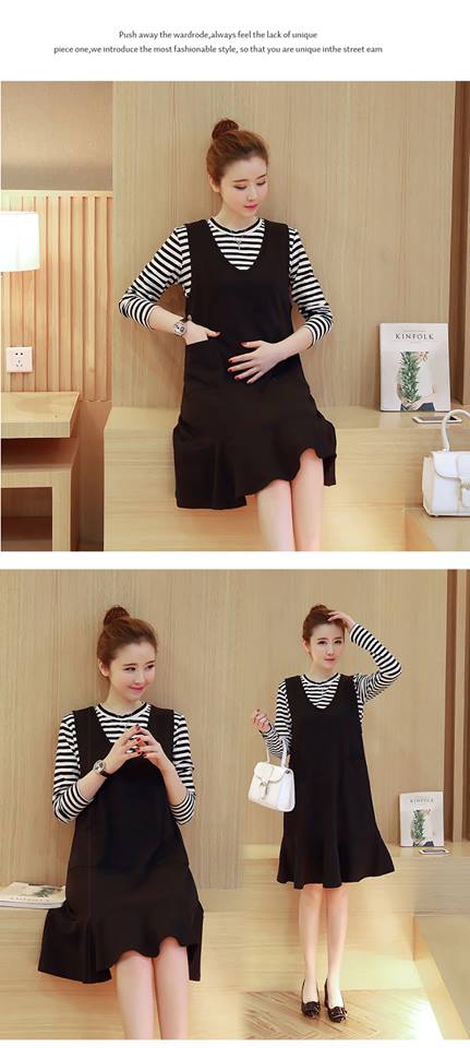 Set Yếm bầu đuôi cá đen kèm áo