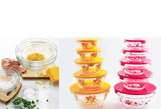 [HCM]Bộ 5 Tô Thủy Tinh Có Nắp (màu ngẫu nhiên)
