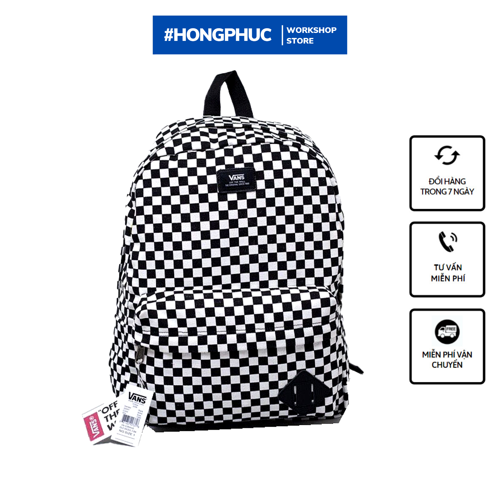 [ẢNH THẬT] Balo V.A.N.S Old Skool Black/White Checkerboard (1) Backpack l Auth xuất xưởng - SB1101A