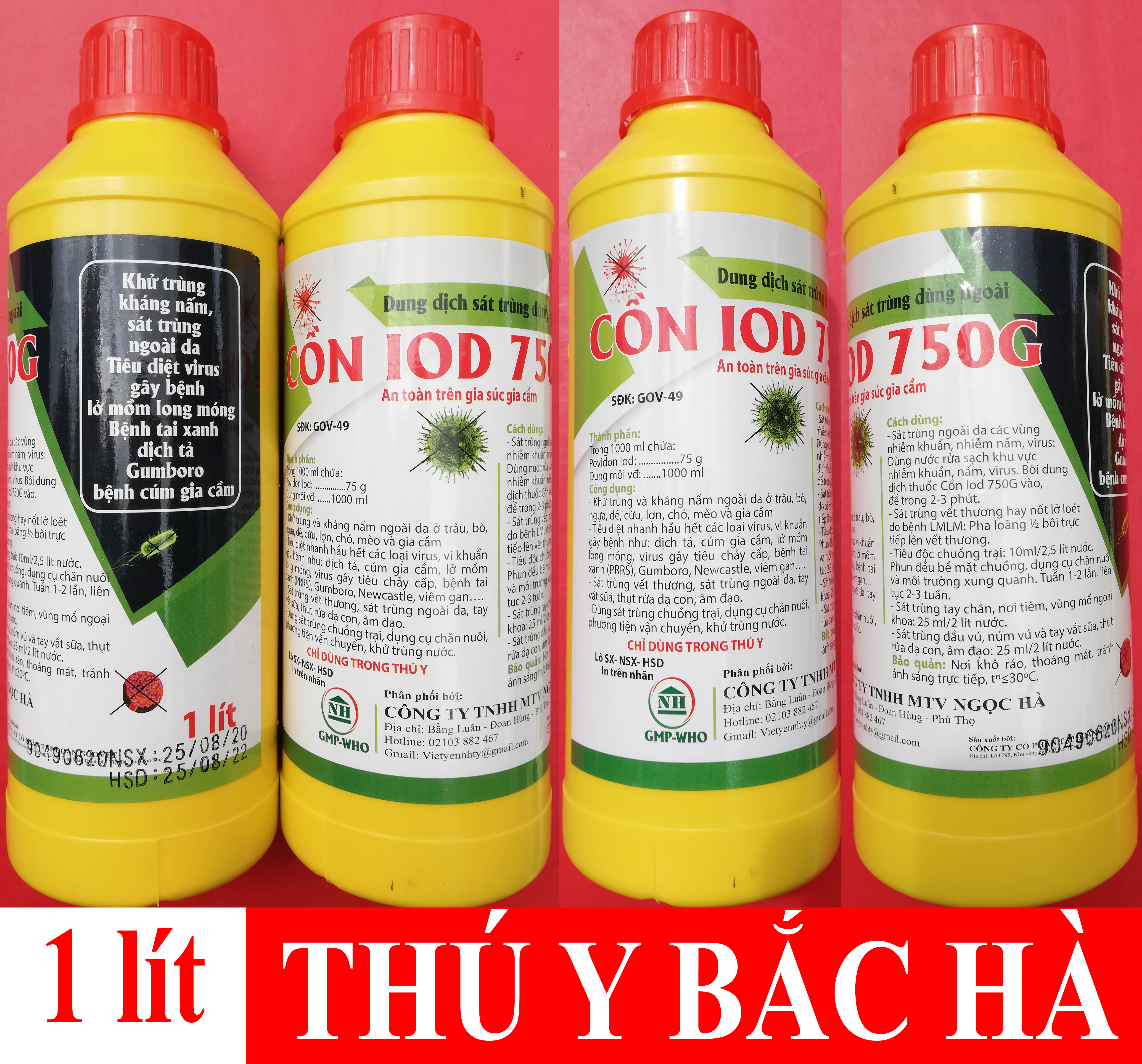 1 Lít POVIDON IODINE 750 G Dung dịch Sát trùng chuồng trại, môi trường, xử lý nước ao hồ tác dụng nhanh, mạnh, không ăn mòn kim loại