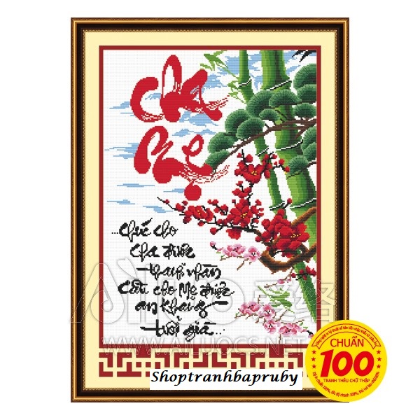 Tranh thêu cha mẹ 51333 kích thước 40 x 55 cm
