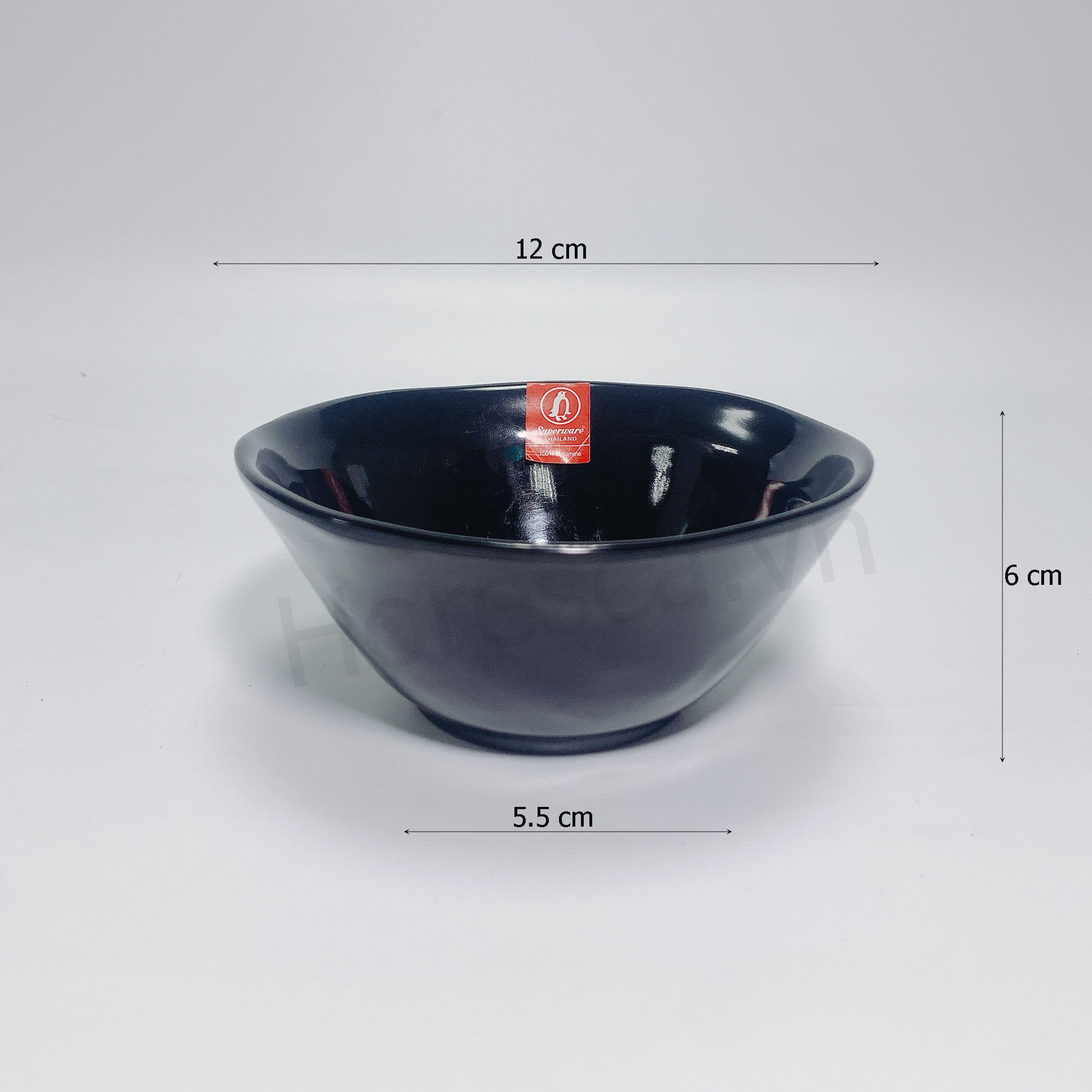 Bát cơm SUPERWARE Nhựa Phíp 100% Melamine Đen - Black