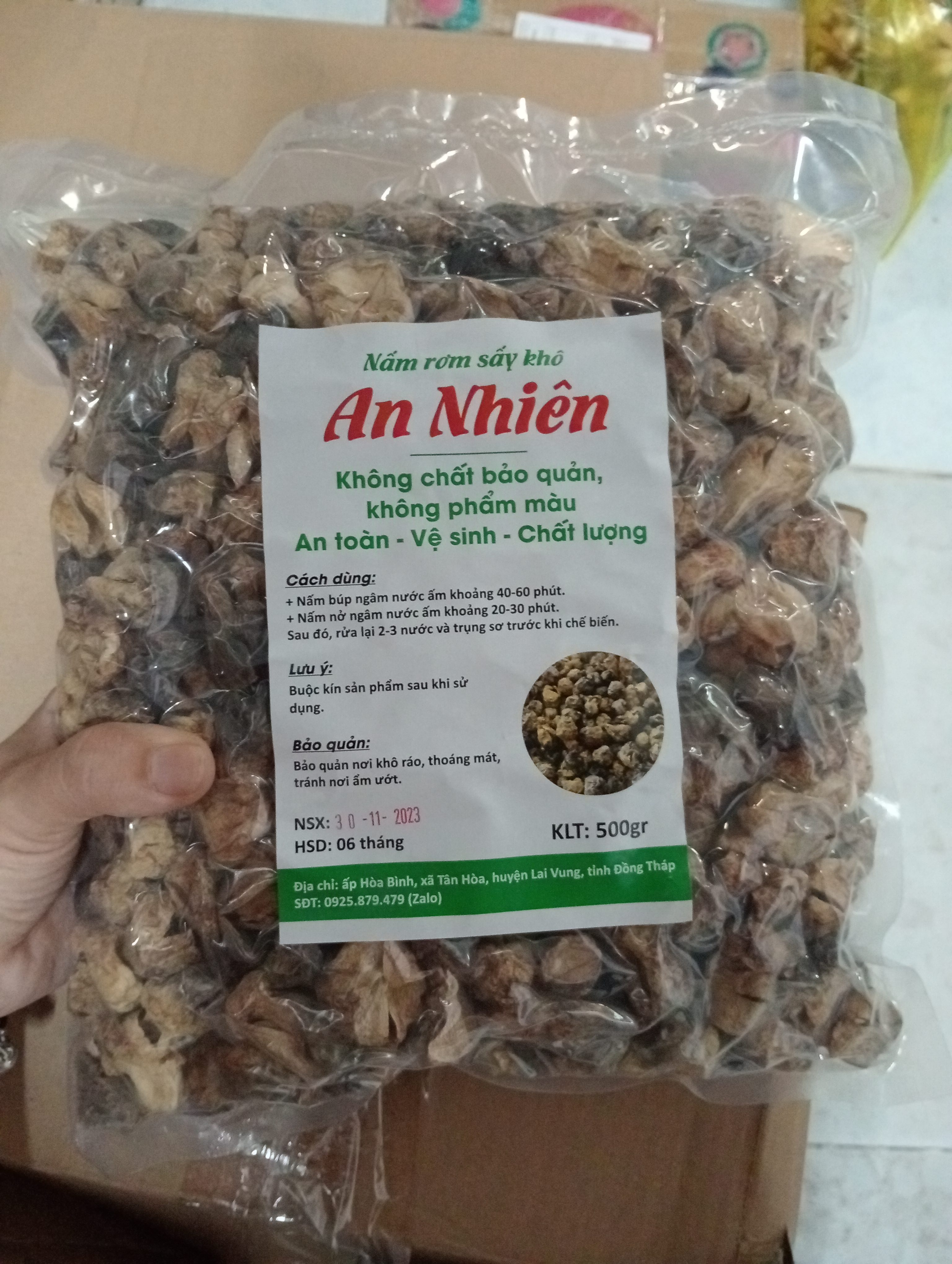 500g Nấm Rơm Khô An Nhiên Loại Búp (850k/kg)