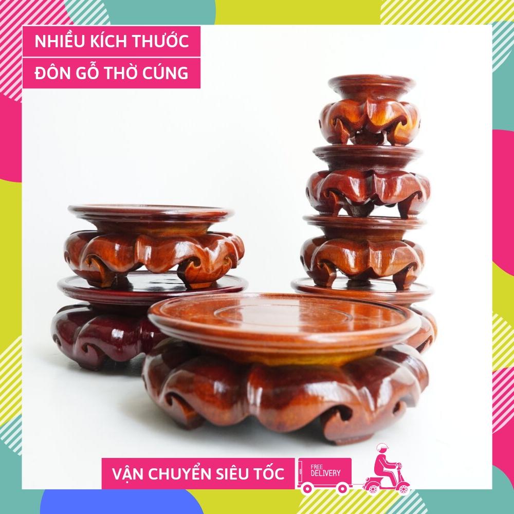 Đôn gỗ tròn đế gỗ tròn đặt tượng thờ cúng đẹp - Nhiều cỡ đôn bông cách điệu. Trang trí bàn thờ đúngđẹp trang nghiêm. Cam kết giá rẻ trên thị trường