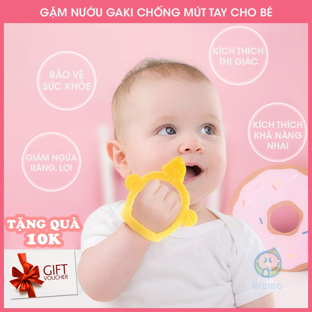 Gặm nướu cho bé silicon GAKI G22 chống mút tay, ngậm nướu mềm cho bé cắn an toàn và không gây đau nướu lợi, kích thích mọc răng, bảo hành lỗi 1 đổi 1 - Shop BIBIBO