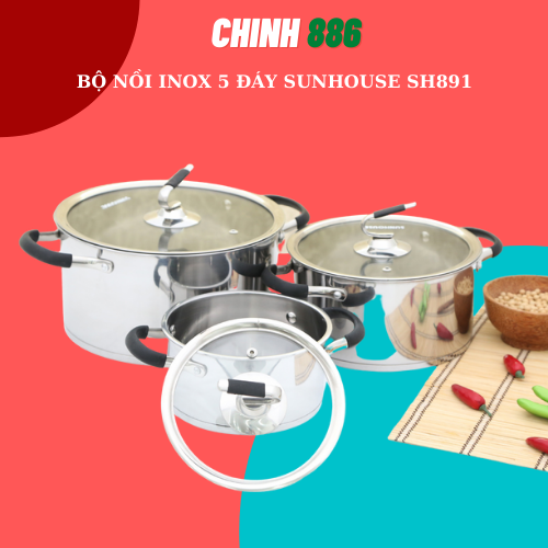 Bộ nồi inox 5 đáy SUNHOUSE SH891