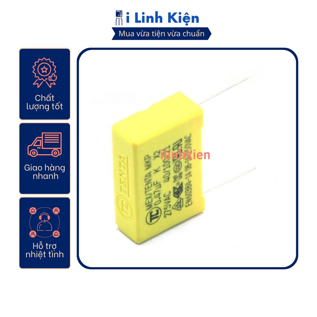 Tụ lọc nguồn ac 0.47uf 275v chân 22mm
