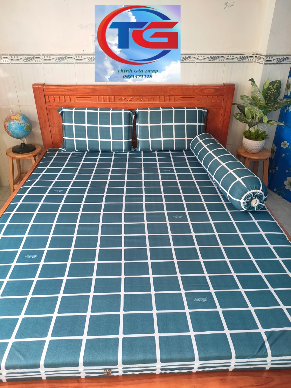 Bộ drap 4 món Thun 3D Hàn Quốc ( 1drap + 2 gối nằm + 1 gối ôm)