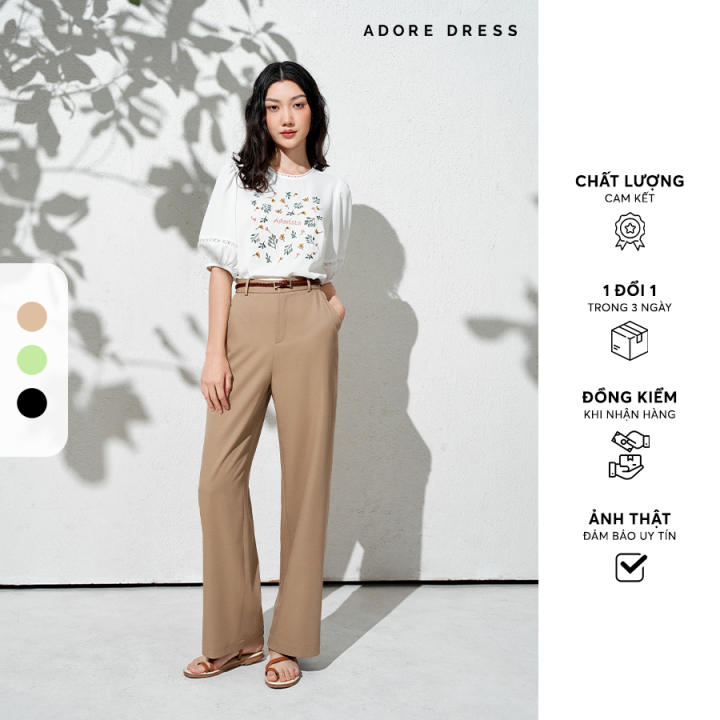 Quần suông official style tuytsy nâu ánh rêu…